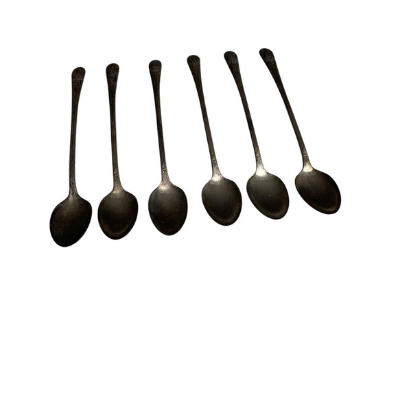 Wm Rogers Mfg Co AA IS Long Handle Spoons Antique Set Of 6 Mixing Stir Floral - Picture 5 of 10